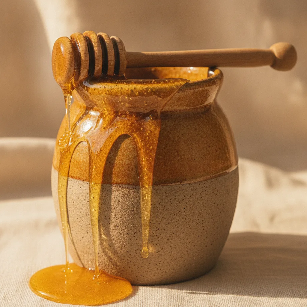Raw honey in a jar